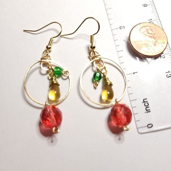 Artisan Earrings 043p# Calypso Hoops colorful dangle handmade artisan earrings H - Picture 2 of 5